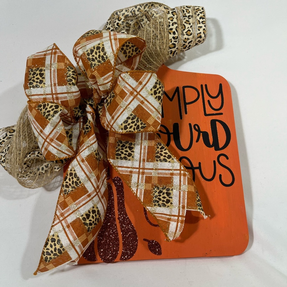 Homemade Fall Decorated Cutting Board W/Graphic SIMPLY GOURD GEOUS Glitter Gourd